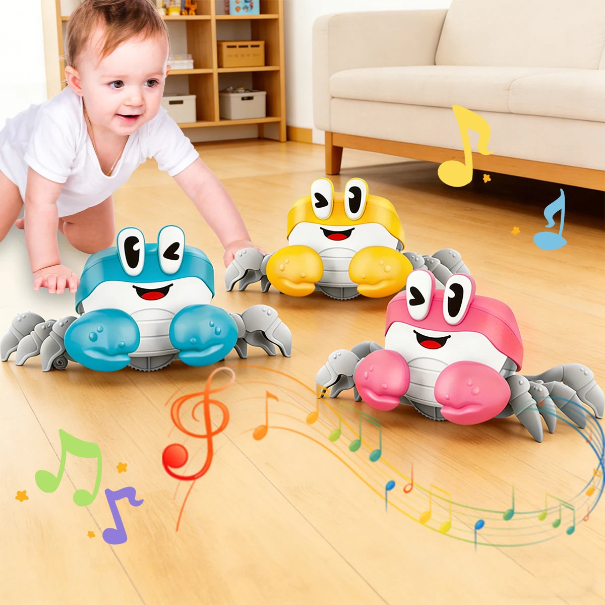 Cartoon Crab Toys for Kids, Electric Pets Musical Dancing Crab Toy Run Away Interactive Gifts for Toddler Baby