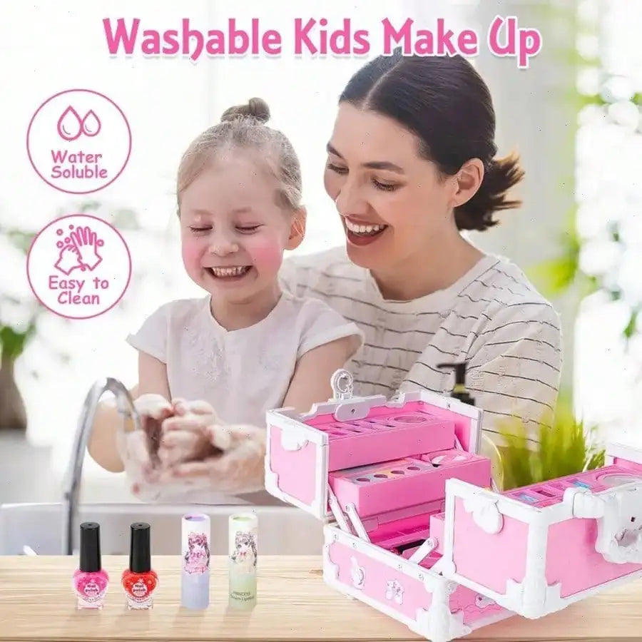 Washable Princess Makeup Kit for Girls – Pretend Play Cosmetic Set, Perfect Birthday Gift for Princess Parties & Creative Play